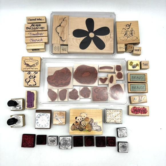 Lot of 51 Vintage Mixed Brands Mounted & Foam Rubber Stamps Different Themes - Picture 1 of 11